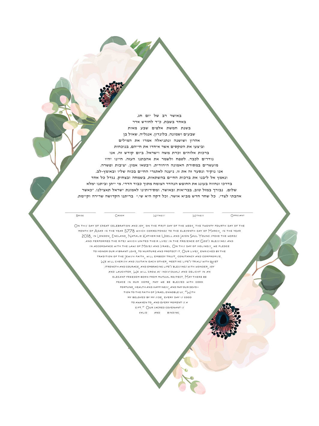 Poppy Rhombus Ketubah Print
