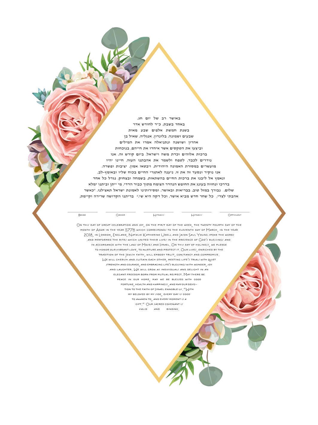 Rose Rhombus Ketubah Print