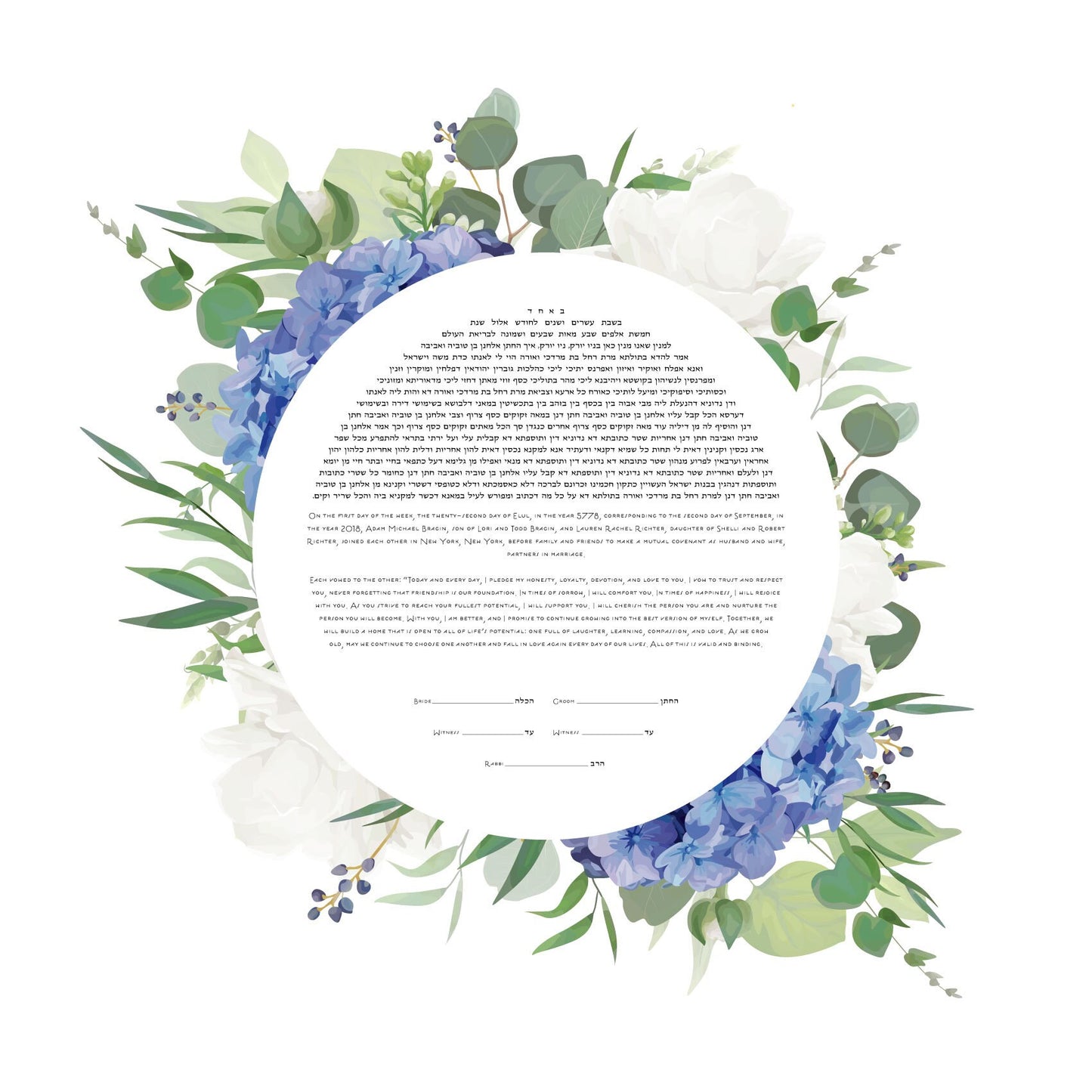 Hydrangea Garden Ketubah Print