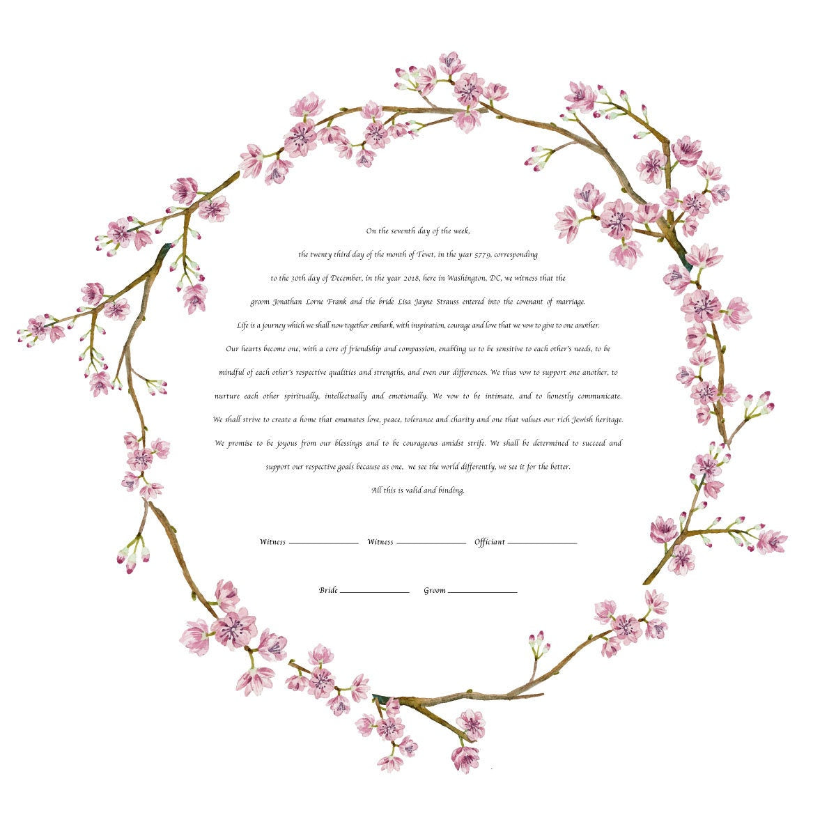 Cherry Blossom Ketubah Print