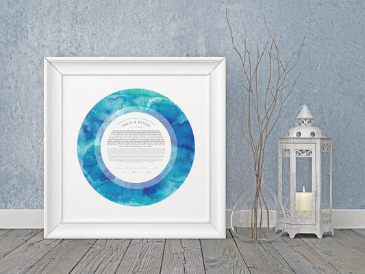 Blue Ocean Circle Ketubah Print