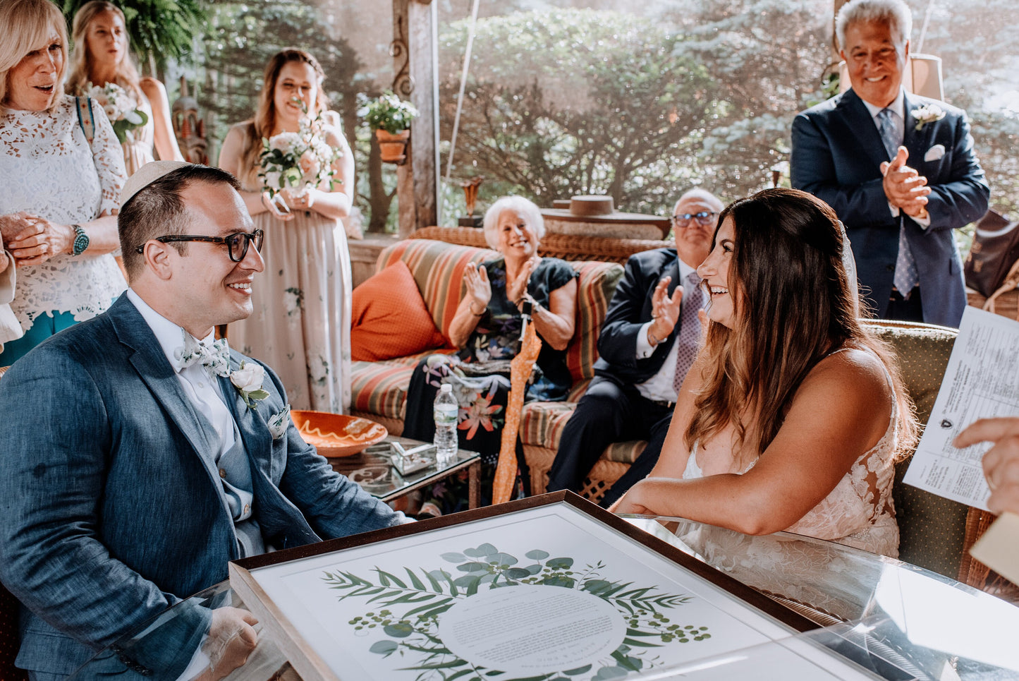 Tropical Leaves Ketubah Fine Art Print for interfaith, reform and orthodox weddings