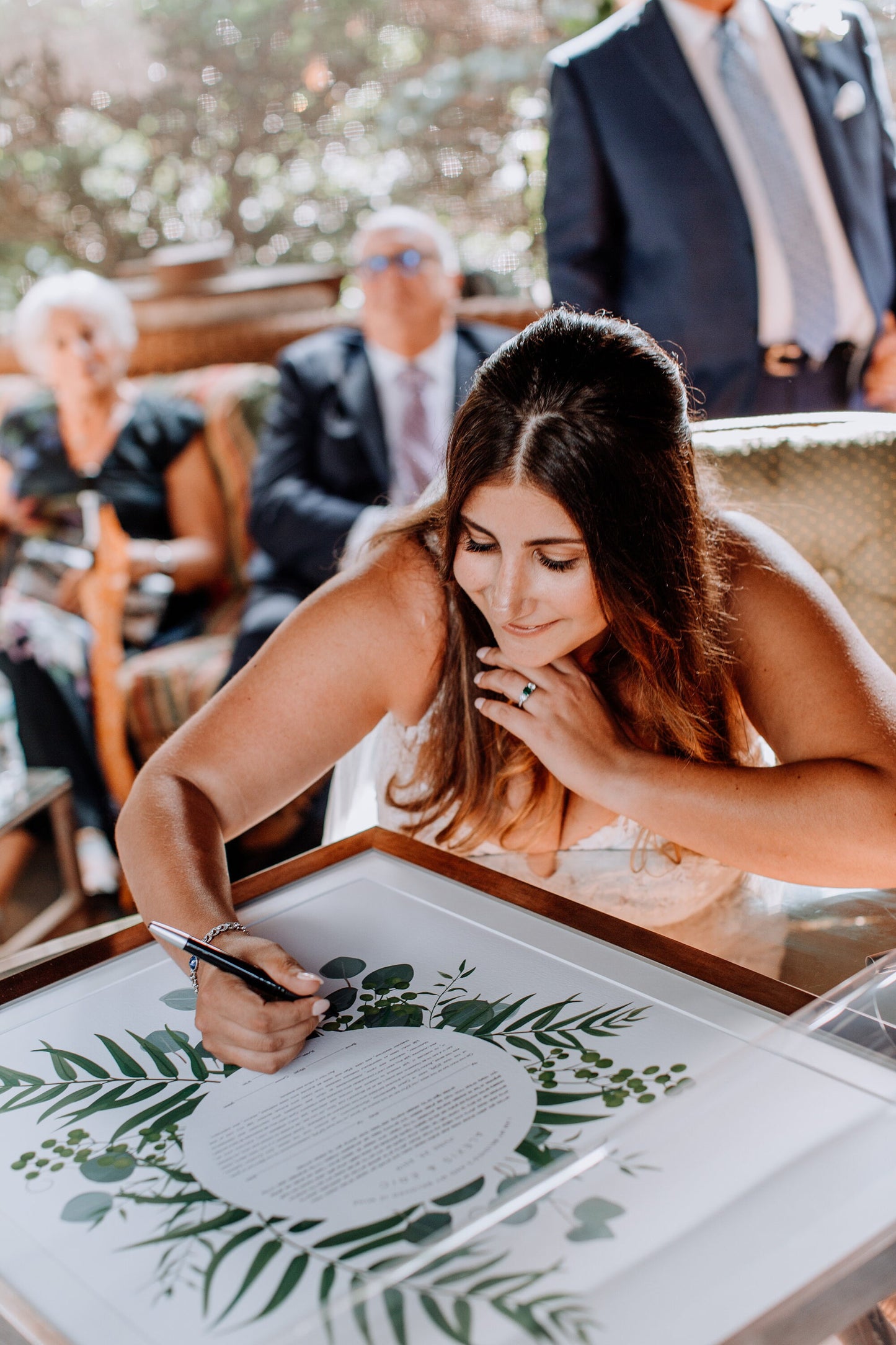 Tropical Leaves Ketubah Fine Art Print for interfaith, reform and orthodox weddings