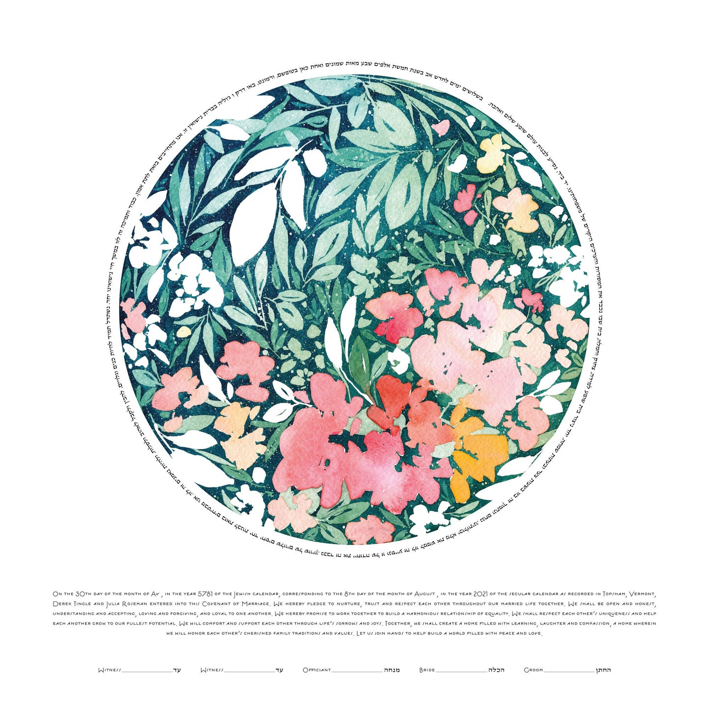 Botanical Circle Watercolor Ketubah