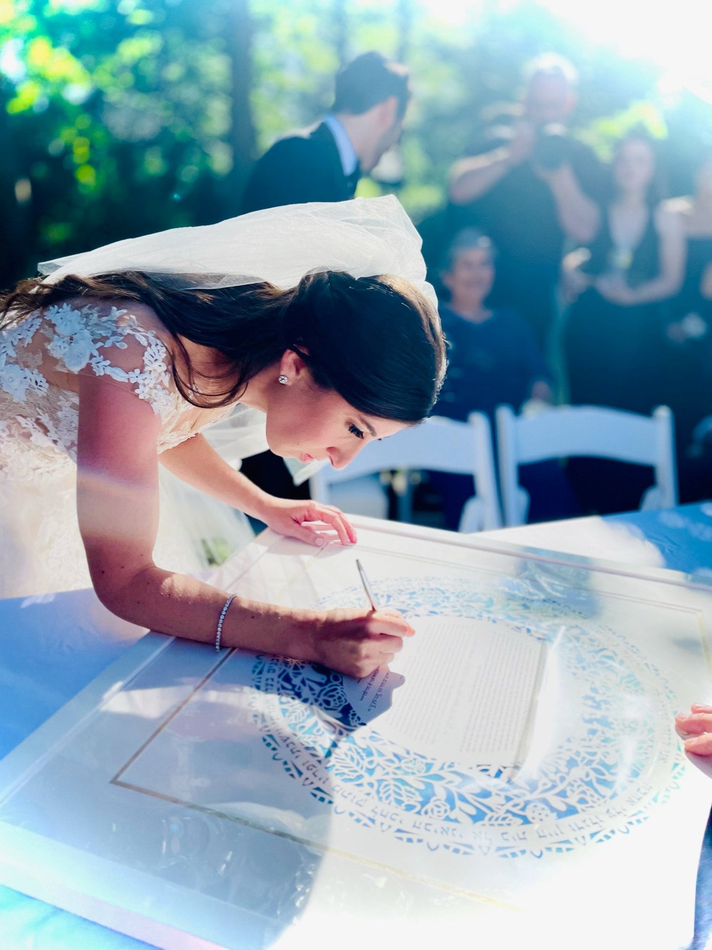 Wildlife Lasercut Ketubah | Hand-painted Watercolor Background Print | Gold Leaf