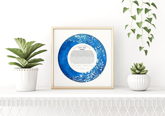 Waxing Flower Moon Watercolor Ketubah print