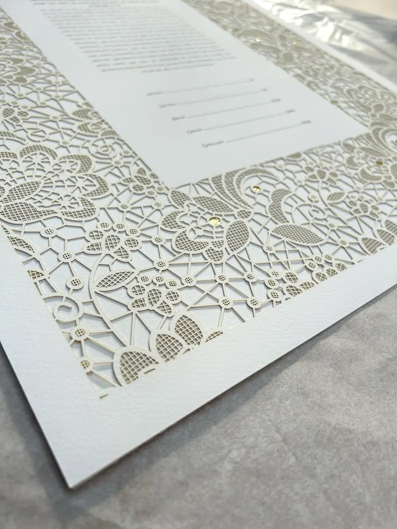 Bridal Lace, Laser Cut Ketubah