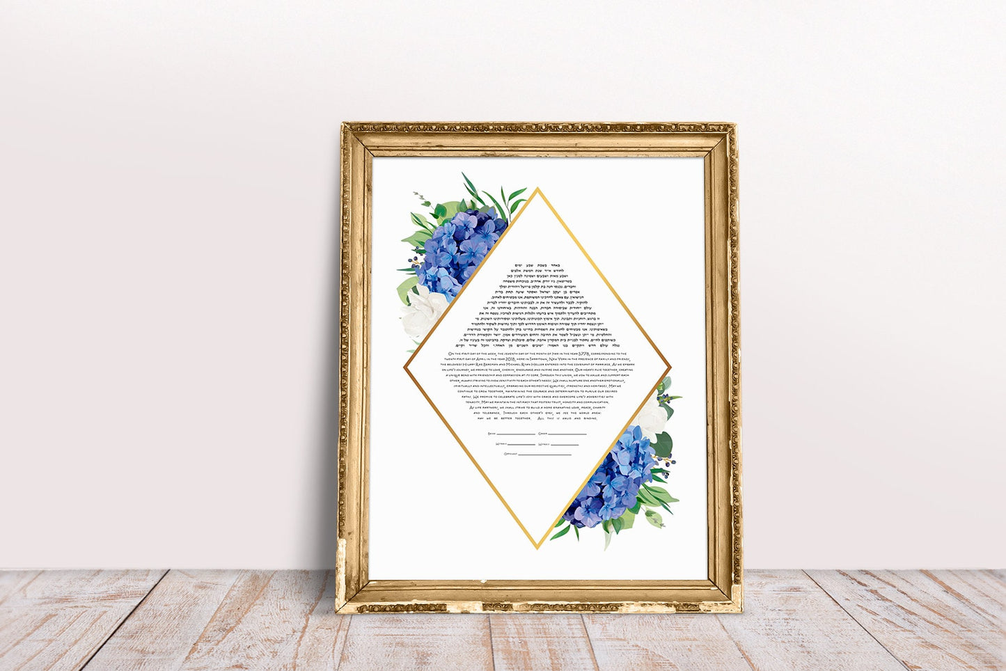 Blue Hydrangea Rhombus Ketubah