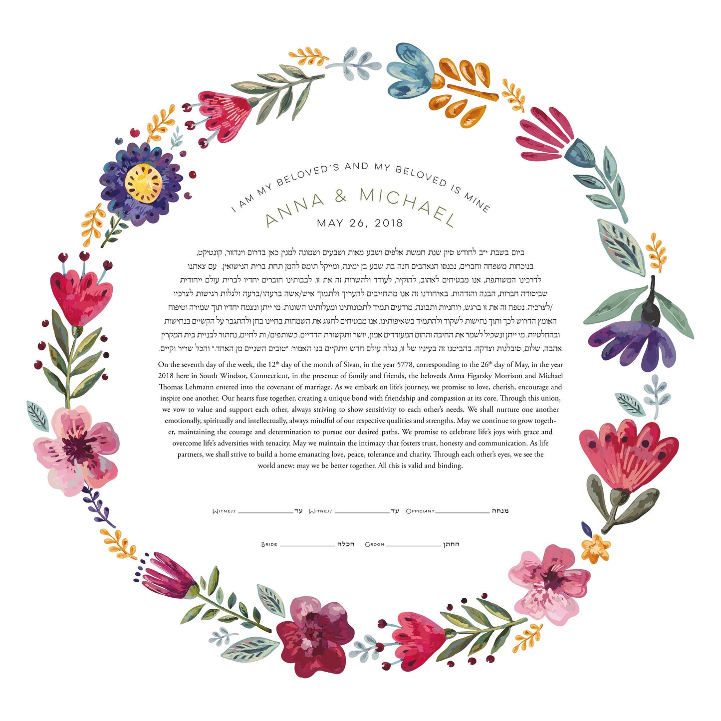 Four Seasons Wreath Ketubah Print