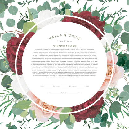 Roses and Eucalyptus Ketubah Print