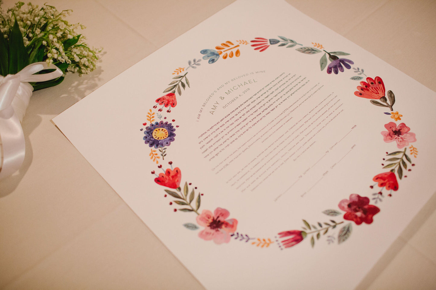 Four Seasons Wreath Ketubah Print