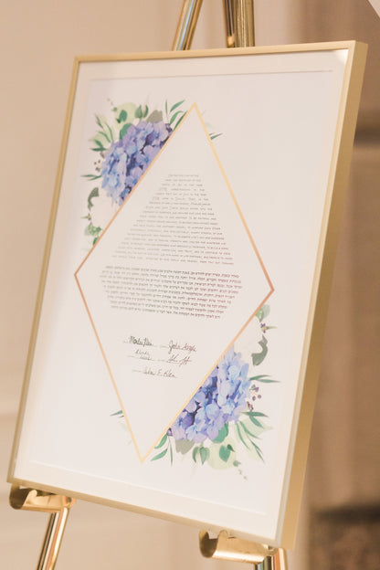 Blue Hydrangea Rhombus Ketubah