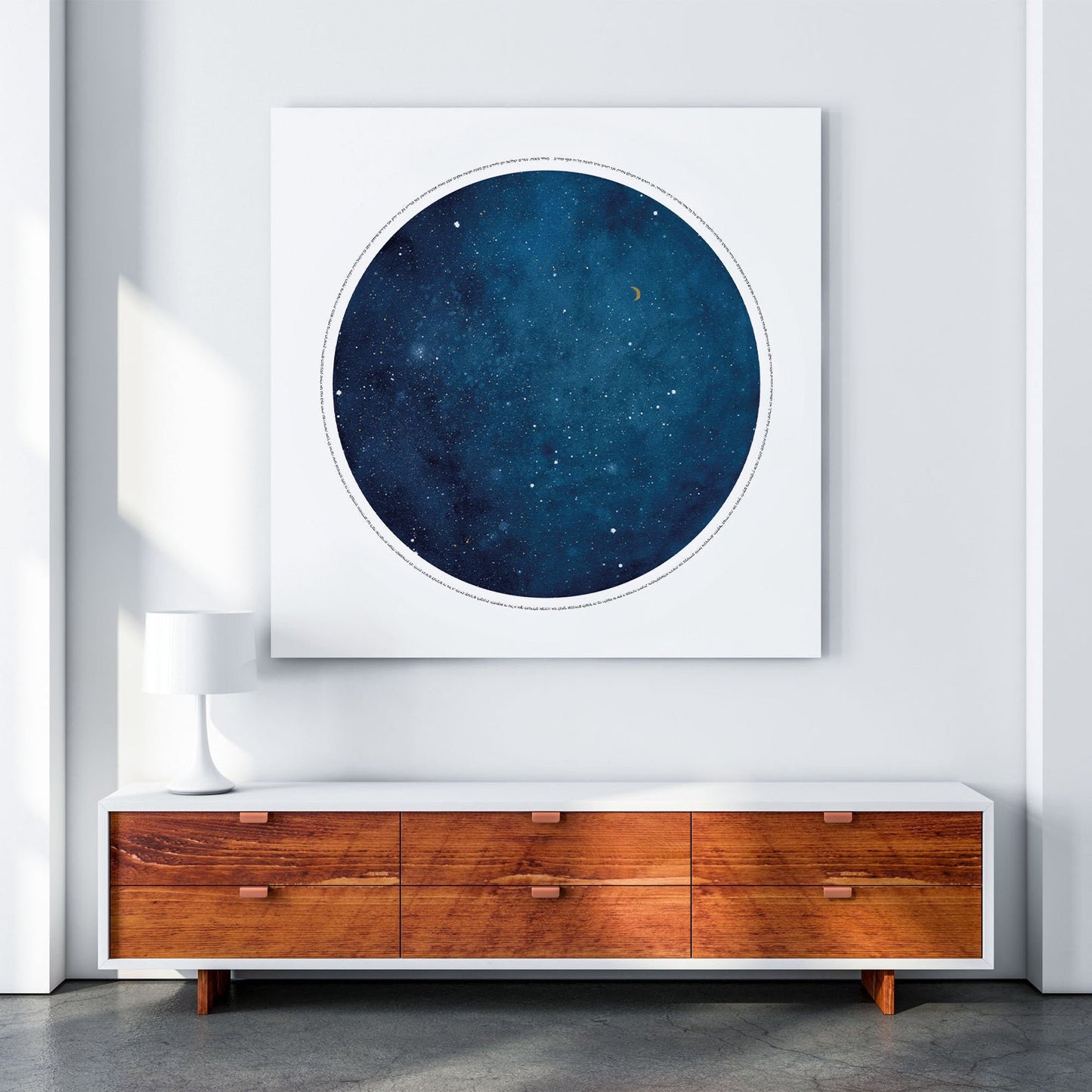 Galaxy Moon Watercolor Ketubah Print with Star Map Option