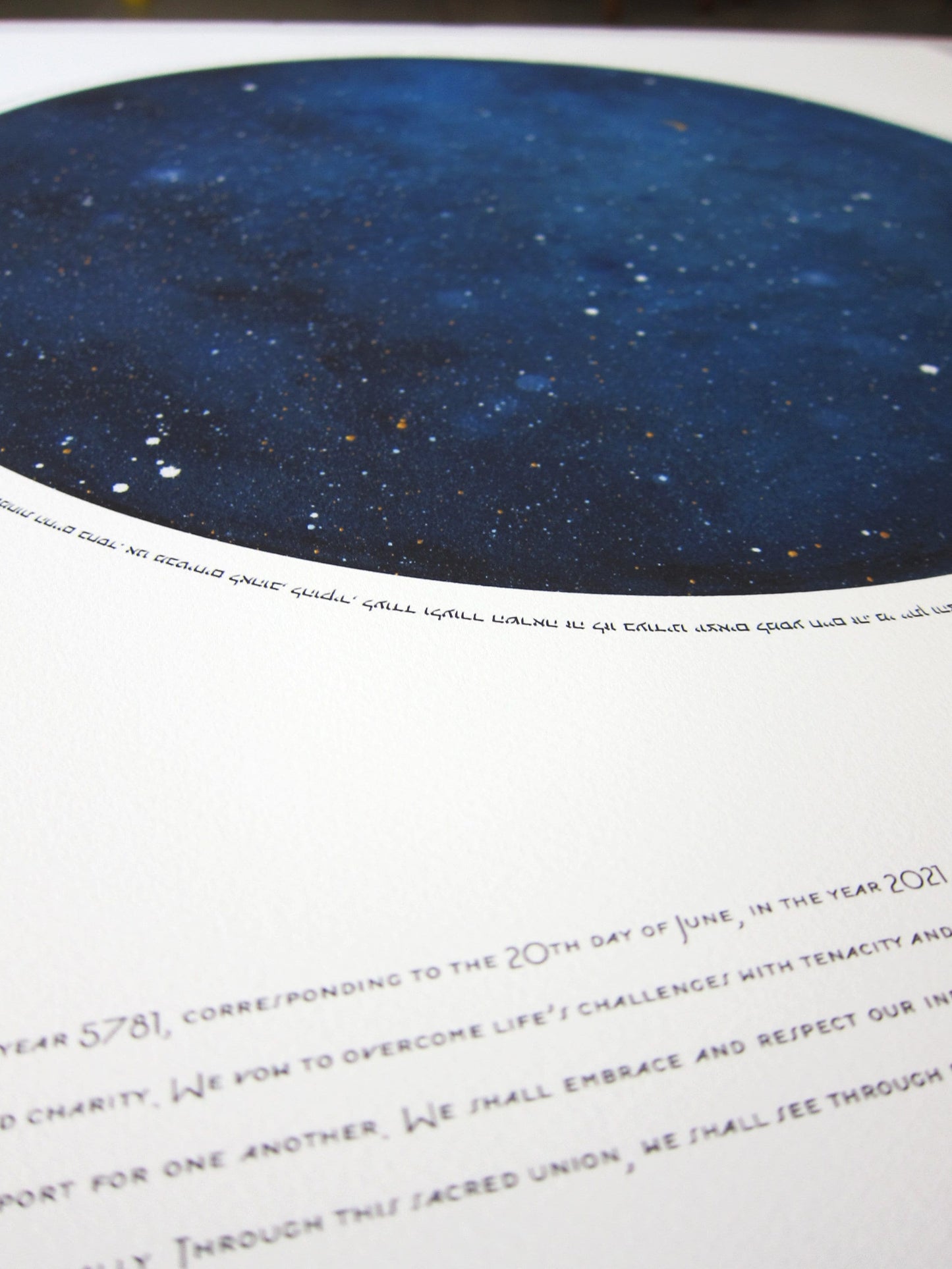 Galaxy Moon Watercolor Ketubah Print with Star Map Option