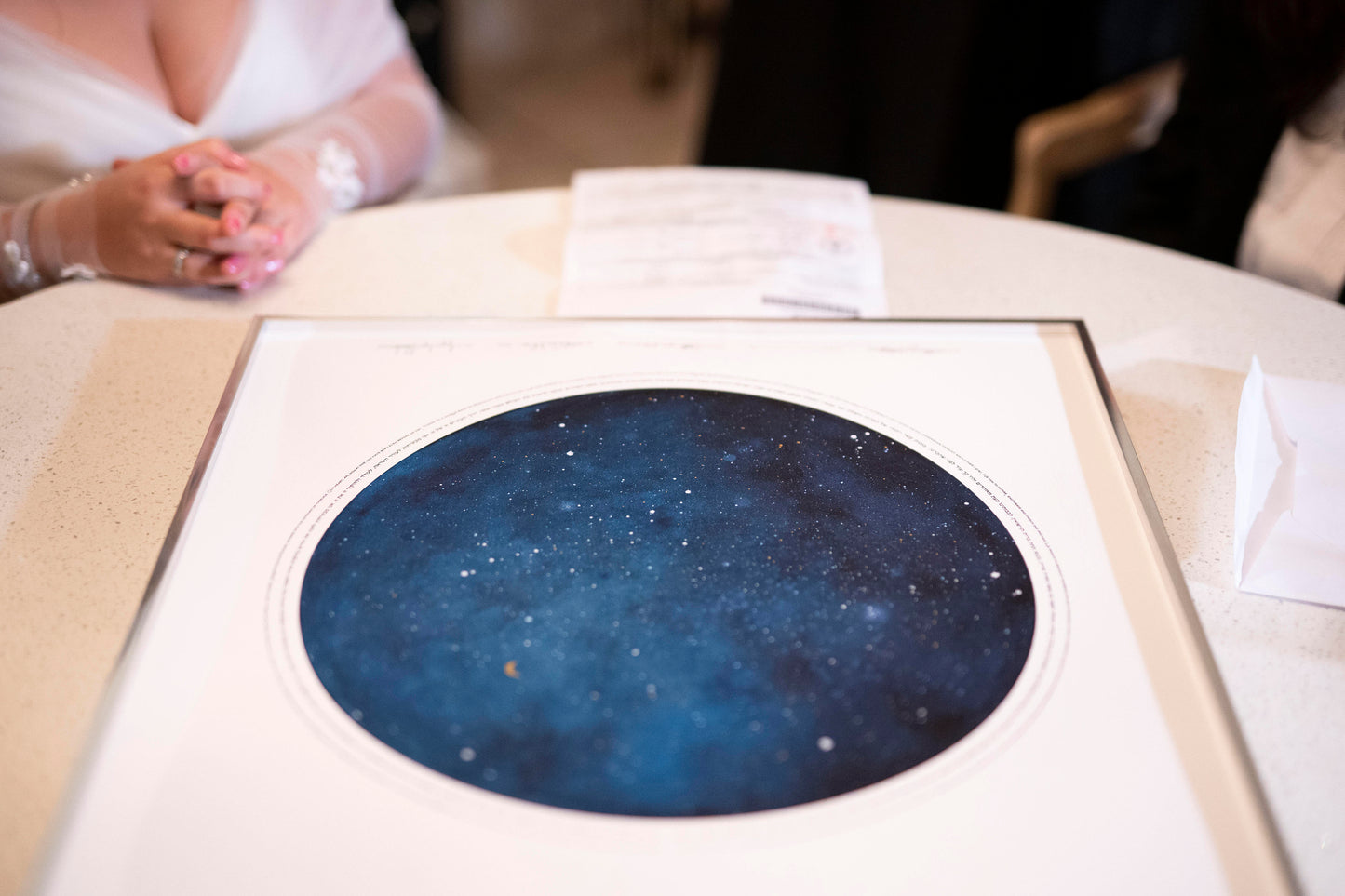 Galaxy Moon Watercolor Ketubah Print with Star Map Option