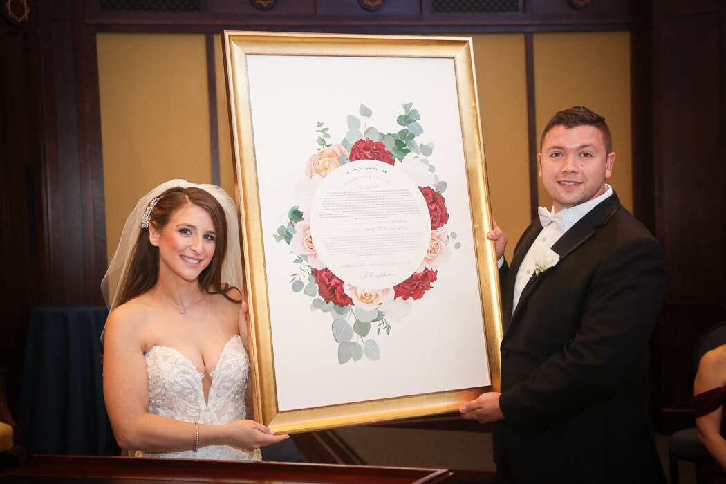 Bouquet of Roses Ketubah - Fine Art Print for interfaith, reform and orthodox weddings